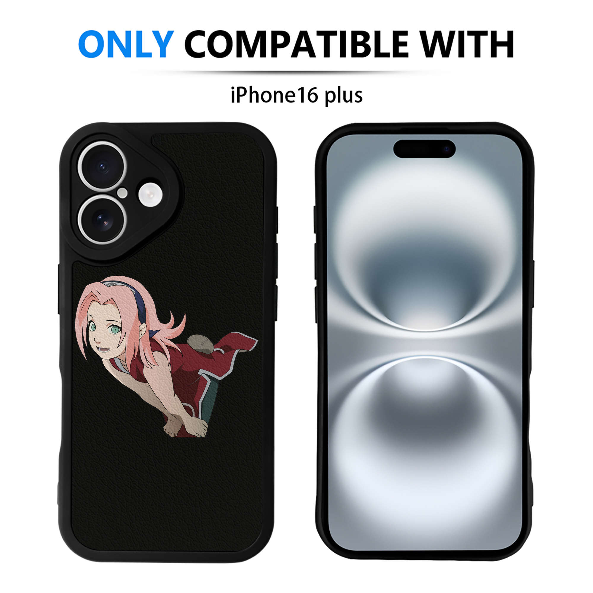 （画像用） NARUTO -ナルト- 春野サクラ Haruno Sakura 【iPhone 16シリーズ対応】シリコンスマホケース（レザー調） 材質：シリコン